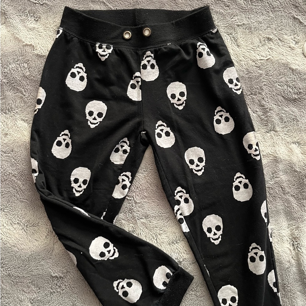 Skull Print Black Kids Bottoms